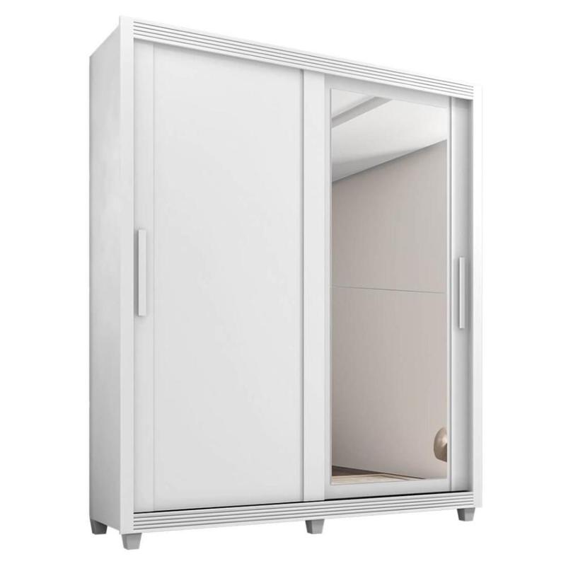 Guarda Roupa Casal 2 Portas de Correr 4 Gavetas com Espelho